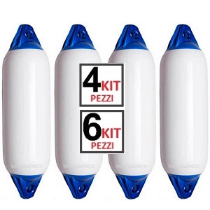 Kit 4 Pare-battages Bateau Majoni Star 15 Avec Laisses - Bleu, 45x12 Cm, 2 Valves De Rechange, Adaptateur Valve