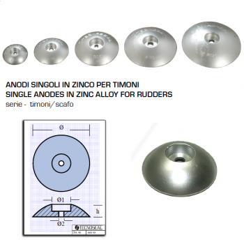 Anodes simples en zinc pour gouvernails