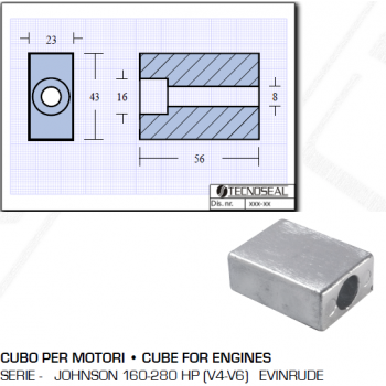 Cube pour Johnson Motors 160280 HP Evinrude