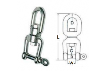 Oeillet et manille pivotante en acier inoxydable AISI 316