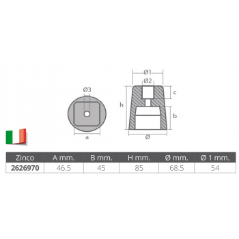 ANODE DE RECHANGE Ø MM 36 x 3 MG