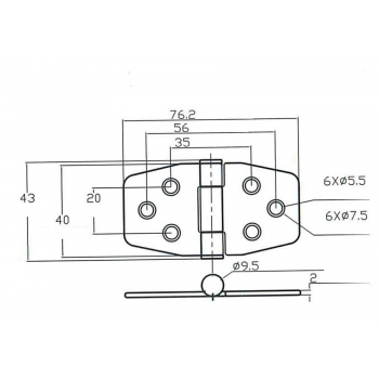 CHARNIÈRE INOX AVEC EMBRAYAGE 40X76 MM