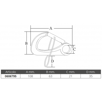 mousqueton en acier inoxydable 316