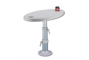 Table avec base tritelescopique et plateau avec siège pour lunettes