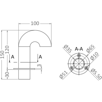 Passe-câble à pipe AISI 316 