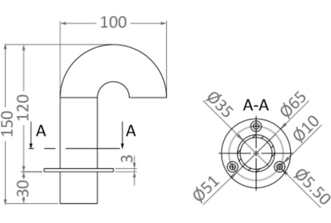 Passe-câble à pipe AISI 316 